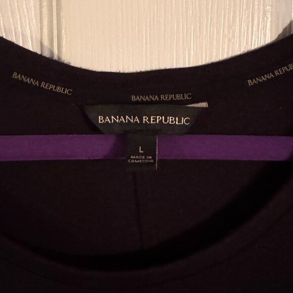 Banana Republic Black Stretch Knit Long Sleeve Top Size L NWOT - Picture 2 of 8